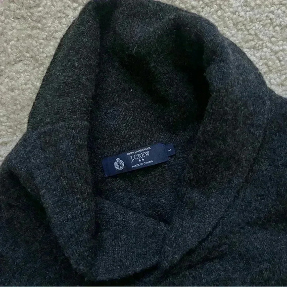 J Crew Sweater Button Dark Gray High Neck Men’s Size Large 100% Lambs Wool 19458 - Picture 10 of 15